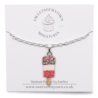 Ice Lolly Necklace Hanging on a Backing Card